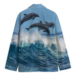 Dolphins Jumping Over Waves Print Men's Blazer