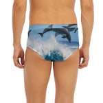 Dolphins Jumping Over Waves Print Men's Briefs
