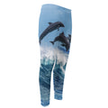 Dolphins Jumping Over Waves Print Men's Compression Pants