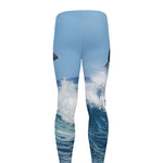 Dolphins Jumping Over Waves Print Men's leggings