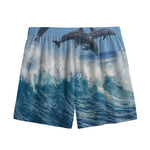 Dolphins Jumping Over Waves Print Mesh Shorts