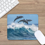 Dolphins Jumping Over Waves Print Mouse Pad