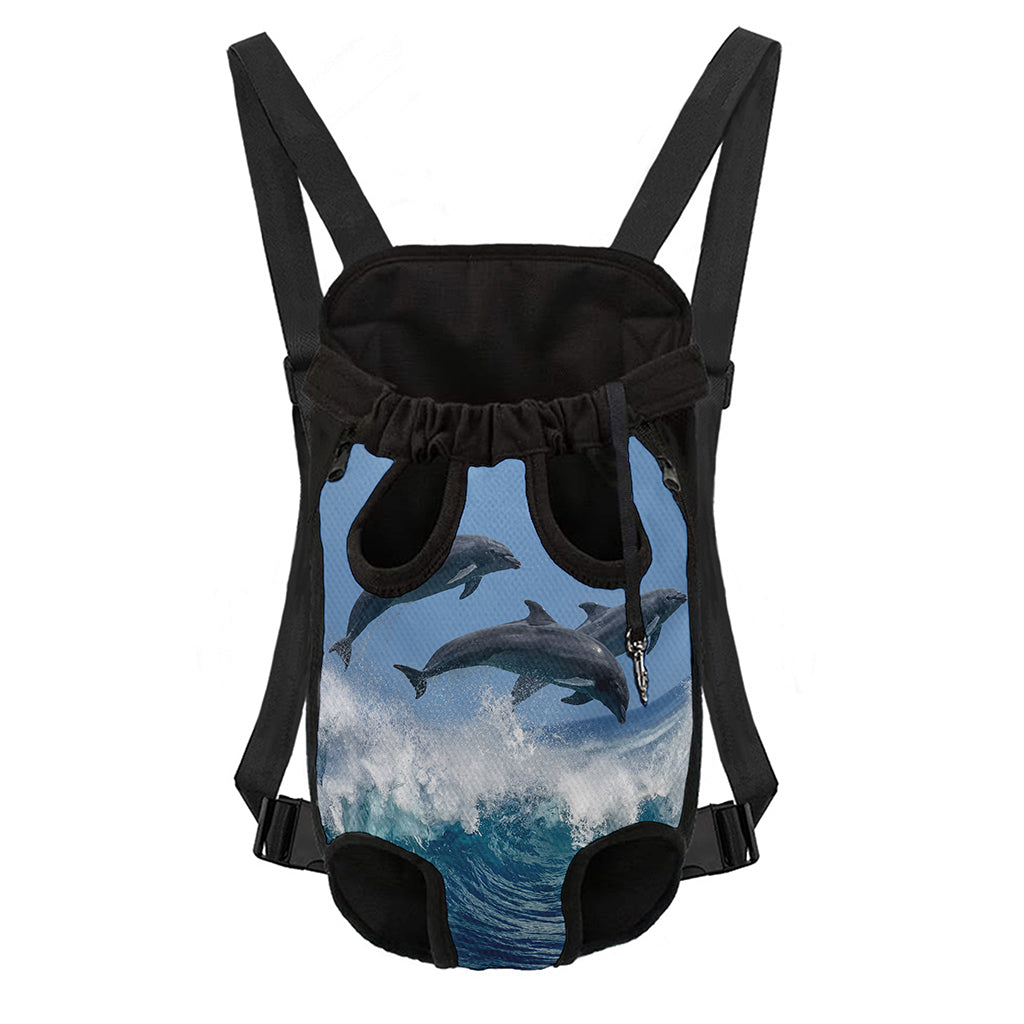 Dolphins Jumping Over Waves Print Pet Carrier Backpack