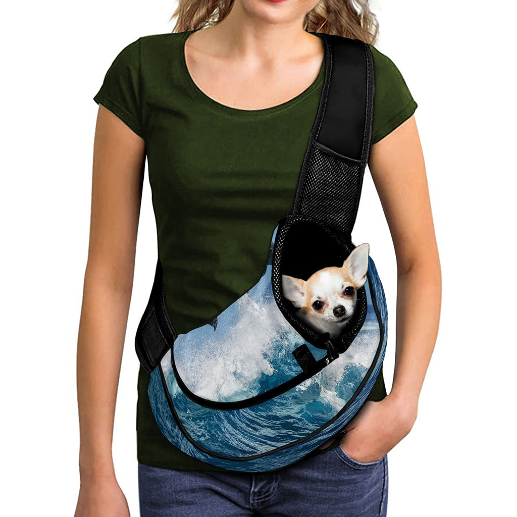 Dolphins Jumping Over Waves Print Pet Sling Carrier