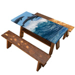 Dolphins Jumping Over Waves Print Picnic Table Cover