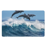 Dolphins Jumping Over Waves Print Polyester Doormat