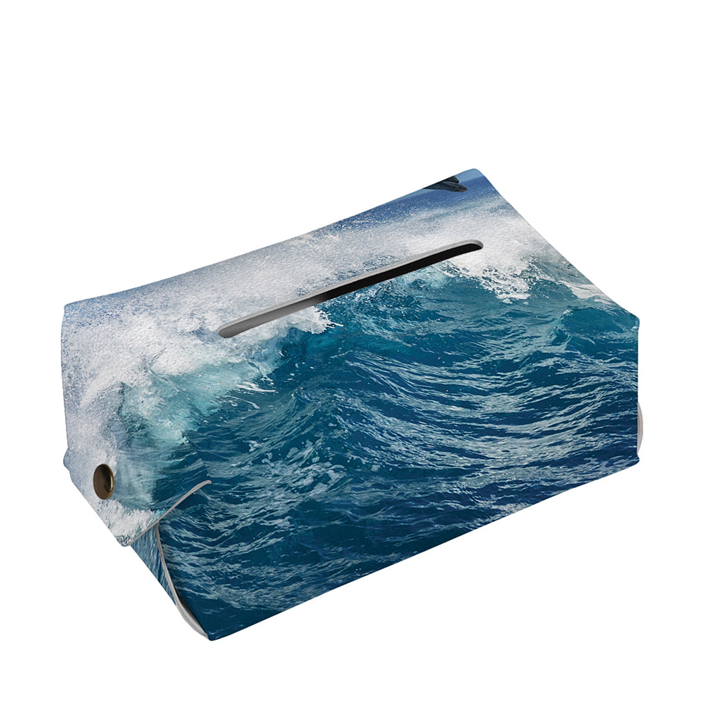 Dolphins Jumping Over Waves Print Rectangle Tissue Box Cover
