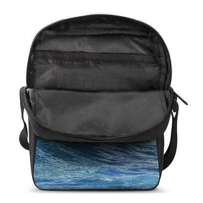 Dolphins Jumping Over Waves Print Rectangular Crossbody Bag