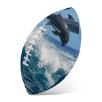 Dolphins Jumping Over Waves Print Rugby Ball