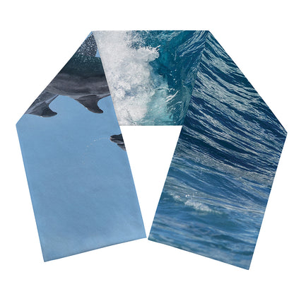 Dolphins Jumping Over Waves Print Scarf