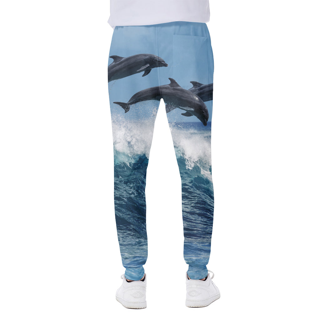 Dolphins Jumping Over Waves Print Scuba Joggers