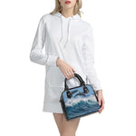 Dolphins Jumping Over Waves Print Shoulder Handbag