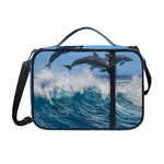 Dolphins Jumping Over Waves Print Shoulder Strap Bible Bag