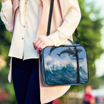 Dolphins Jumping Over Waves Print Shoulder Strap Bible Bag