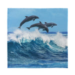 Dolphins Jumping Over Waves Print Silk Bandana