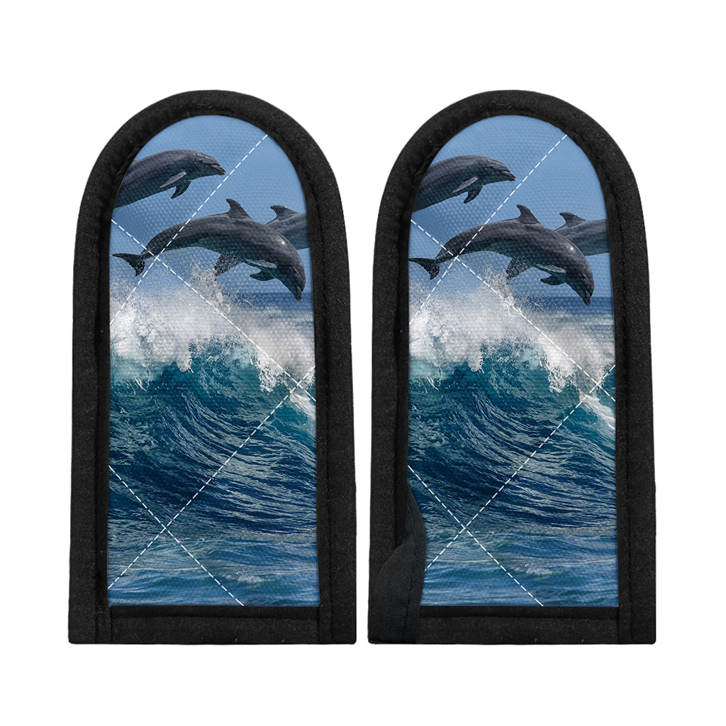 Dolphins Jumping Over Waves Print Skillet Handle Cover
