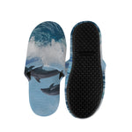 Dolphins Jumping Over Waves Print Slippers