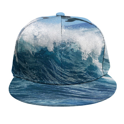 Dolphins Jumping Over Waves Print Snapback Cap