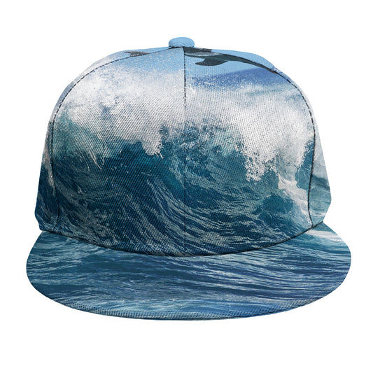 Dolphins Jumping Over Waves Print Snapback Cap