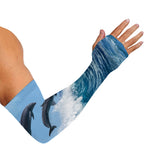 Dolphins Jumping Over Waves Print Sun Protection Arm Sleeves