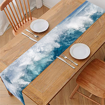 Dolphins Jumping Over Waves Print Table Runner