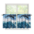 Dolphins Jumping Over Waves Print Tier Curtains