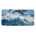 Dolphins Jumping Over Waves Print Towel