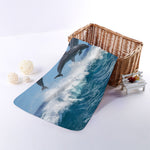 Dolphins Jumping Over Waves Print Towel
