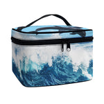 Dolphins Jumping Over Waves Print Travel Makeup Bag