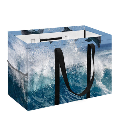 Dolphins Jumping Over Waves Print Utility Tote Bag