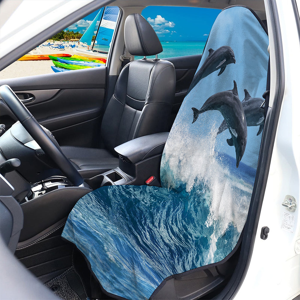 Dolphins Jumping Over Waves Print Waterproof Car Seat Cover