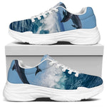 Dolphins Jumping Over Waves Print White Chunky Shoes