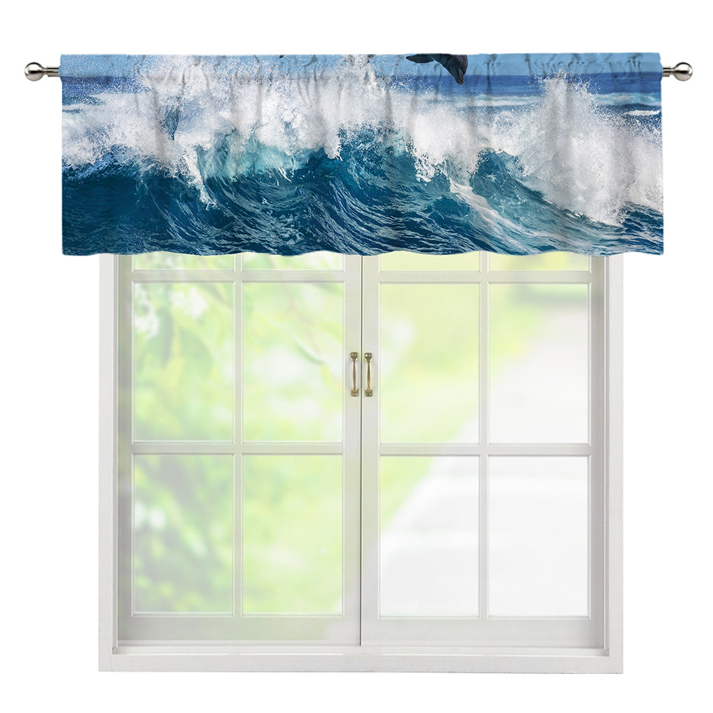 Dolphins Jumping Over Waves Print Window Valance