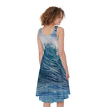 Dolphins Jumping Over Waves Print Women's Sleeveless Dress