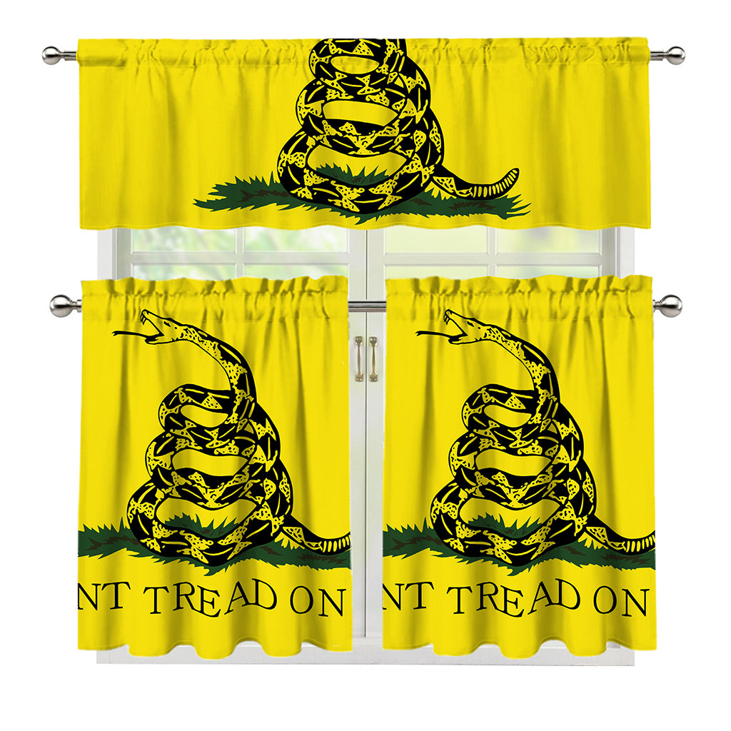 Don't Tread On Me Gadsden Flag Print 3 Piece Kitchen Curtains
