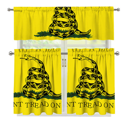 Don't Tread On Me Gadsden Flag Print 3 Piece Kitchen Curtains