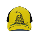 Don't Tread On Me Gadsden Flag Print Black Mesh Trucker Cap
