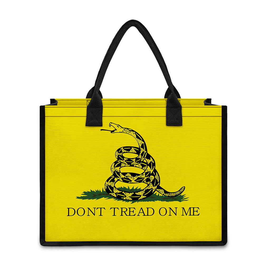 Don't Tread On Me Gadsden Flag Print Canvas Tote Bag