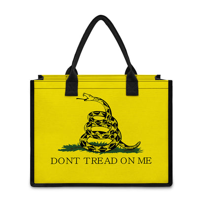 Don't Tread On Me Gadsden Flag Print Canvas Tote Bag