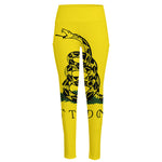 Don't Tread On Me Gadsden Flag Print High-Waisted Pocket Leggings