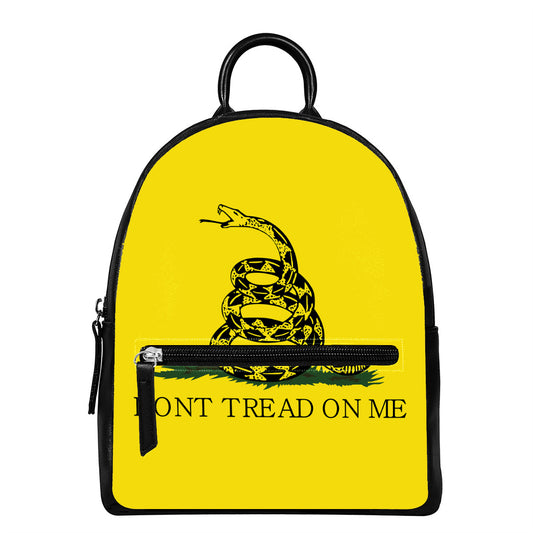 Don't Tread On Me Gadsden Flag Print Leather Backpack