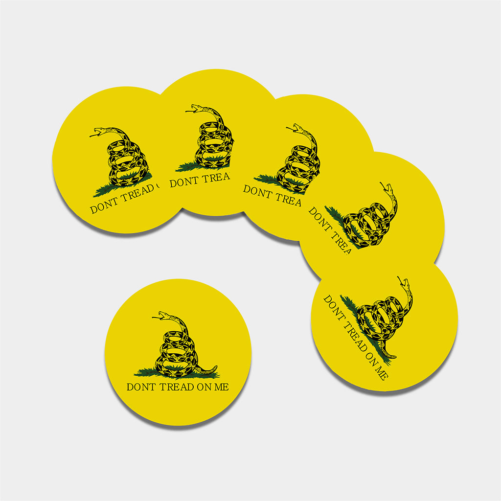 Don't Tread On Me Gadsden Flag Print Leather Coaster Set
