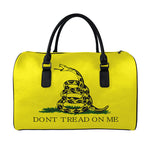 Don't Tread On Me Gadsden Flag Print Leather Duffle Bag