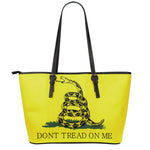 Don't Tread On Me Gadsden Flag Print Leather Tote Bag