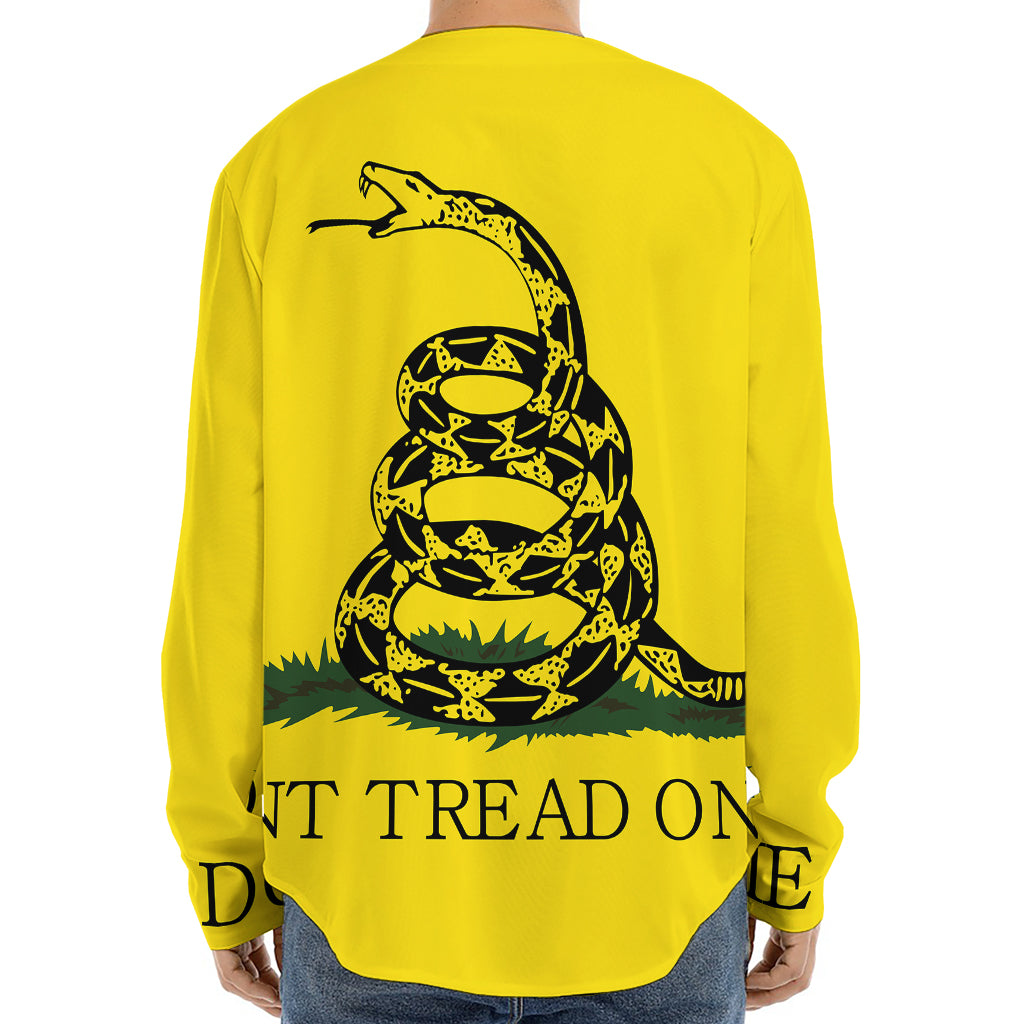 Don't Tread On Me Gadsden Flag Print Long Sleeve Baseball Jersey