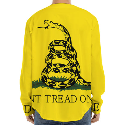 Don't Tread On Me Gadsden Flag Print Long Sleeve Baseball Jersey