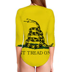 Don't Tread On Me Gadsden Flag Print Long Sleeve Swimsuit