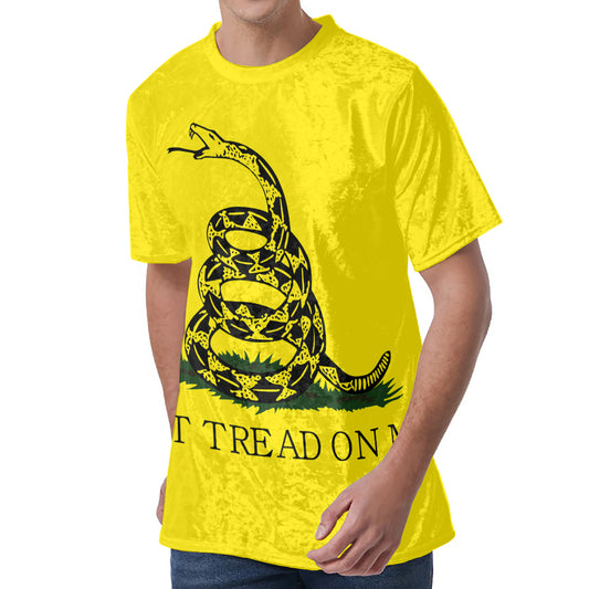 Don't Tread On Me Gadsden Flag Print Men's Velvet T-Shirt