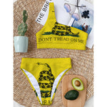Don't Tread On Me Gadsden Flag Print One Shoulder Bikini Top