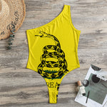 Don't Tread On Me Gadsden Flag Print One Shoulder Bodysuit